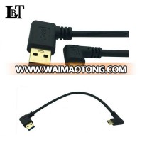 LBT New Black 0.25m Gold Plated 90 degree Left Angle USB 3.0 Type-A Male to USB3.1 Type-C Male USB Data Sync & Charge Cable