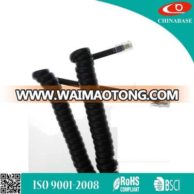 Flat Black RJ9 4P4C Telephone Handset Cord